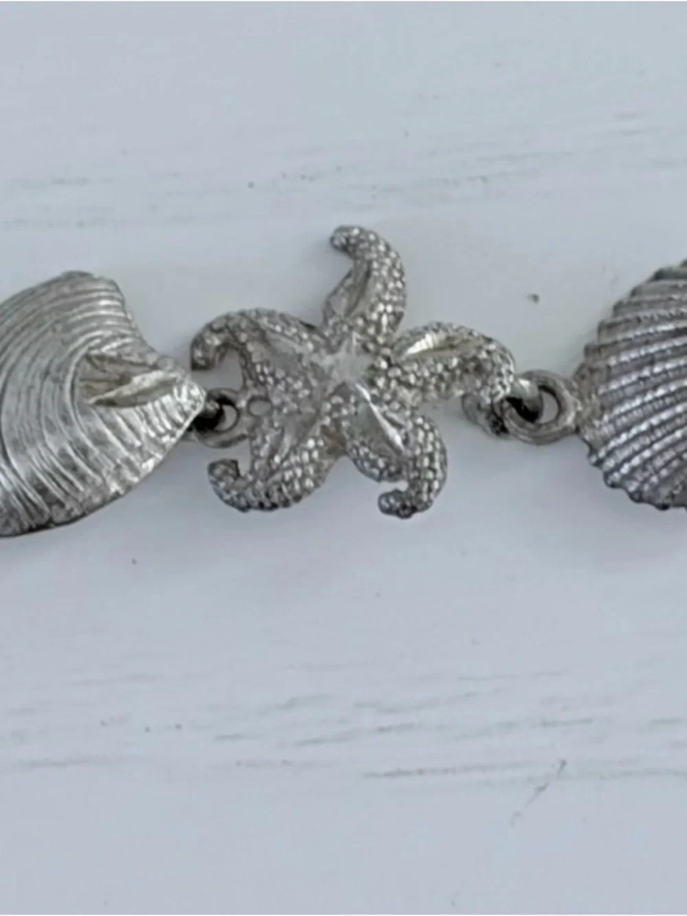 Silver Starfish and Seashell Bracelet - Women Jewelry